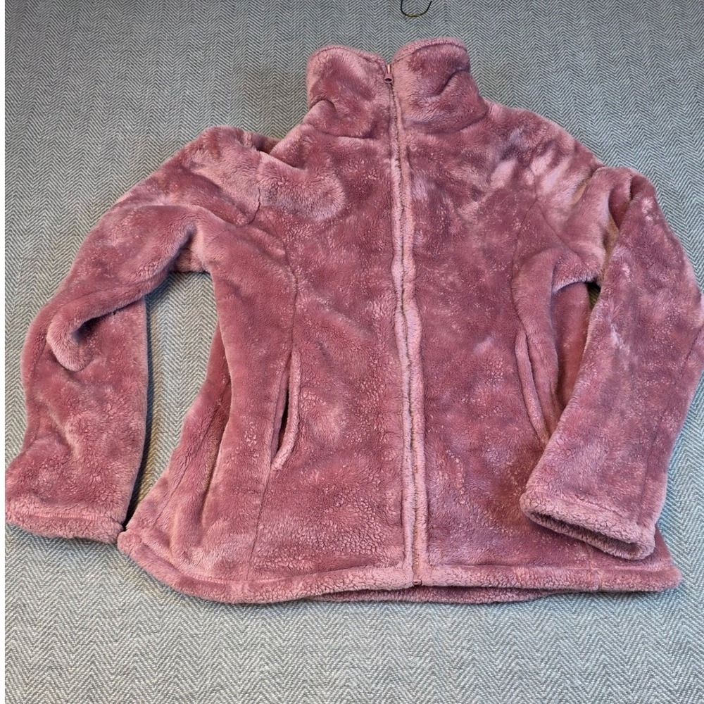 Serra Womens Mauve Pink Full Zip High Pile Fuzzy Fleece Jacket Small Pockets